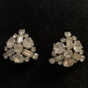 Maria Vintage ‘Twin’ 3/4" Austrian {Stamped On Back} Clear Crystal Pins